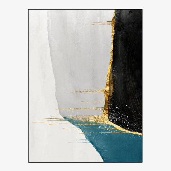 Tapis design vintage touches de bleu et de doré Gold B