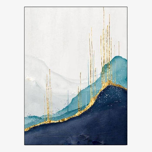 Tapis design vintage touches de bleu et de doré Gold C