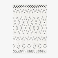 Tapis rectangle berbères blanc à motifs noirs Sala A
