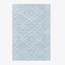 Tapis rectangle berbères bleu ciel à motifs blancs Sala