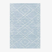 Tapis rectangle berbères bleu ciel à motifs blancs Sala