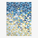 Tapis rectangle scandinave géométriques à triangles bleus et jaunes